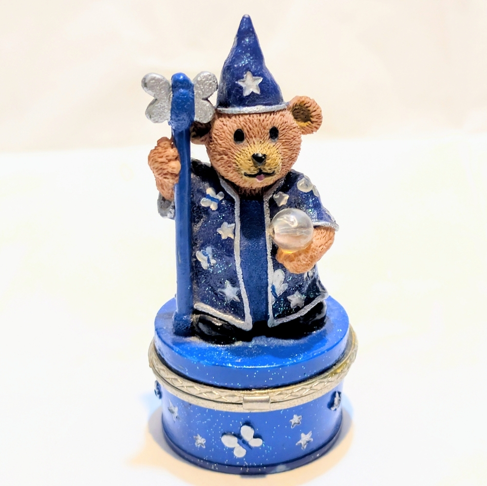 Vintage Collectible Claire's Wizard Bear Hinged Trinket/Jewelry Box